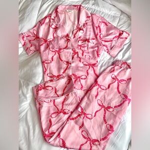 NEW Peach Love California Pink and Red Bow Pajama Set